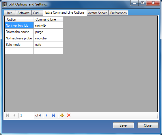 Extra command line options